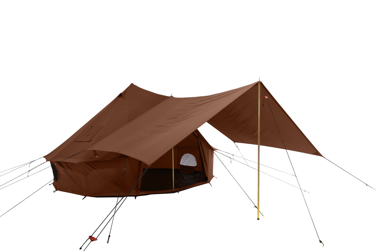 White Duck Outdoors Regatta Awning - Desert Red - 10' for Bell Tent - Complete Canopy with Poles for All Season Camping and Glamping