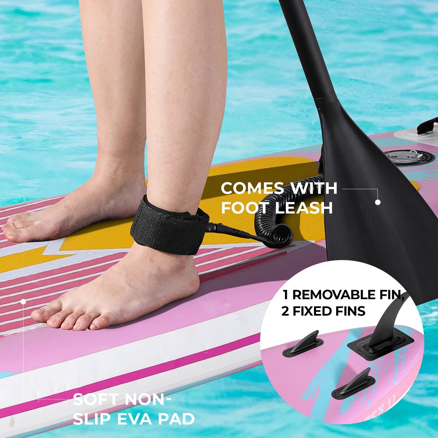 LAZY BUDDY 10ft Inflatable Stand Up Paddle Board with Premium SUP Accessories, Non-Slip EVA Deck, for Adults & Youth of All Skill Levels