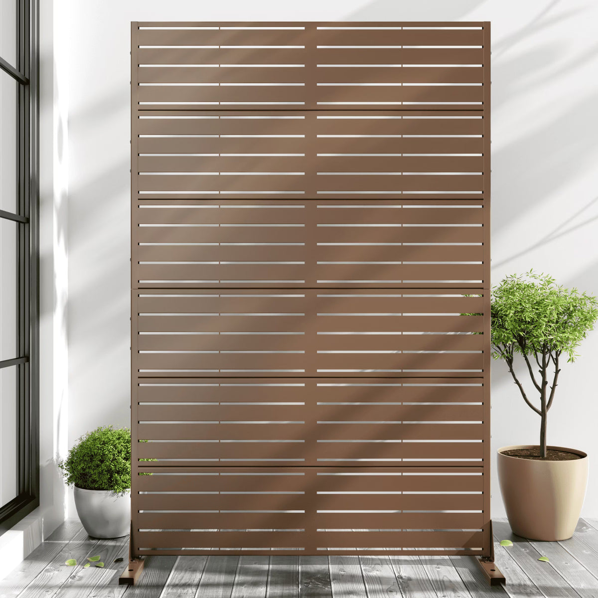 MAYEERTY 72*47" Outdoor Black Metal Privacy Panel Screen for Patio, Classic Louvered