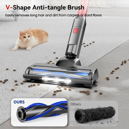 Lazyswan Cordless Vacuum Cleaner 35KPA Self-Standing Stick Vacuum 50min 400W Vac for Home Pet Hair Car Carpet Hardwood Floor, Black