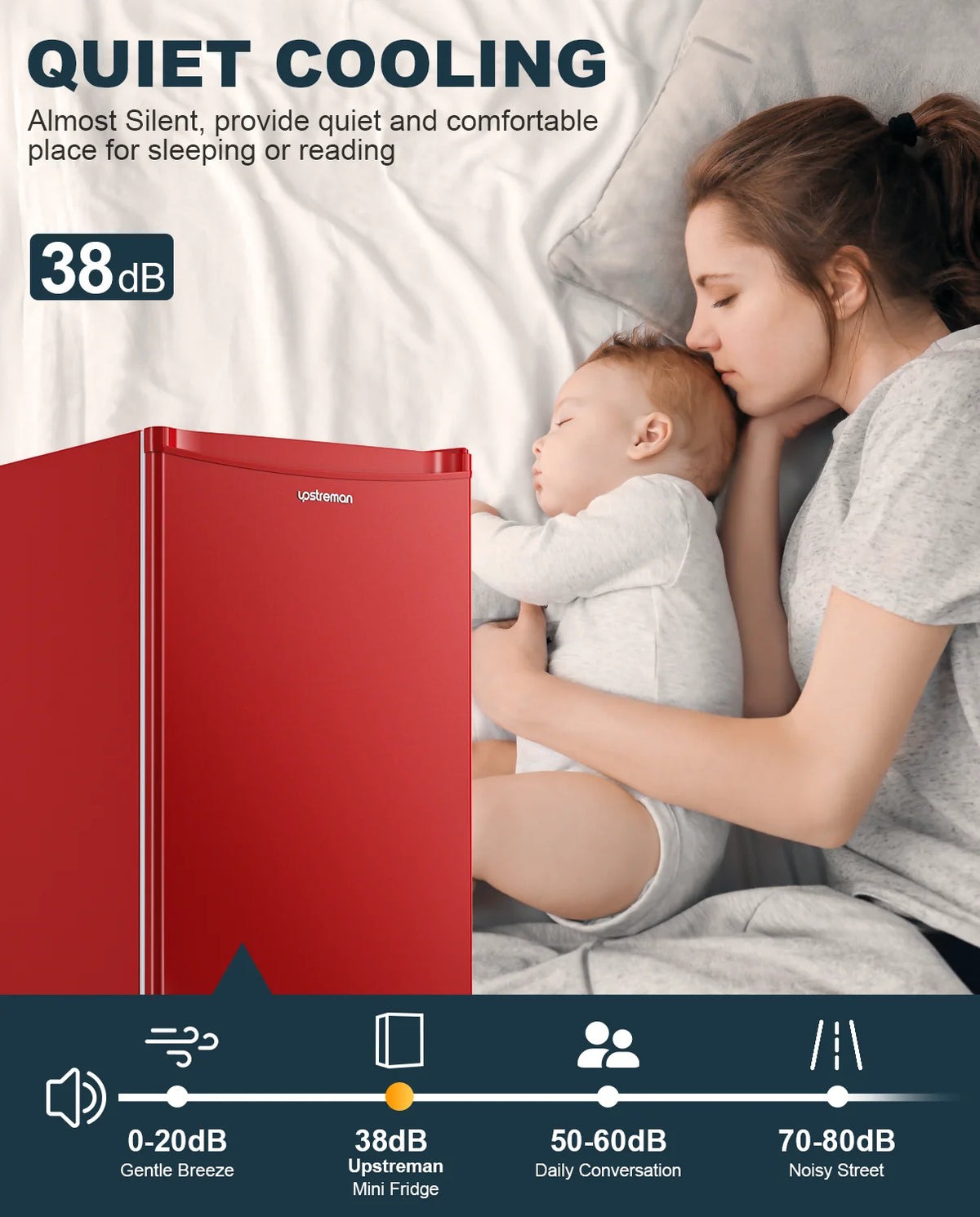 Upstreman 3.2 Cu.Ft. Mini Fridge with Freezer Single Door Small Refrigerator Adjustable Thermostat Compact Fridge with Reversible Door, Low Noise, BR321 Black