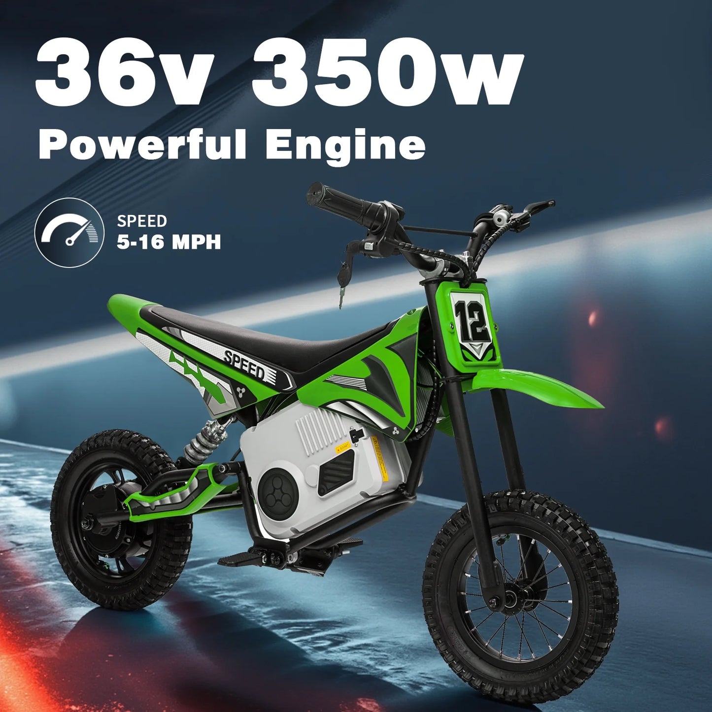 Kerry Yoo C11 36V Electric Dirt Bike for Kids 8-14, 350W Ride on Motorcycle, Electric Motorbike Teens,16 mph, High/Low Speeds-Red