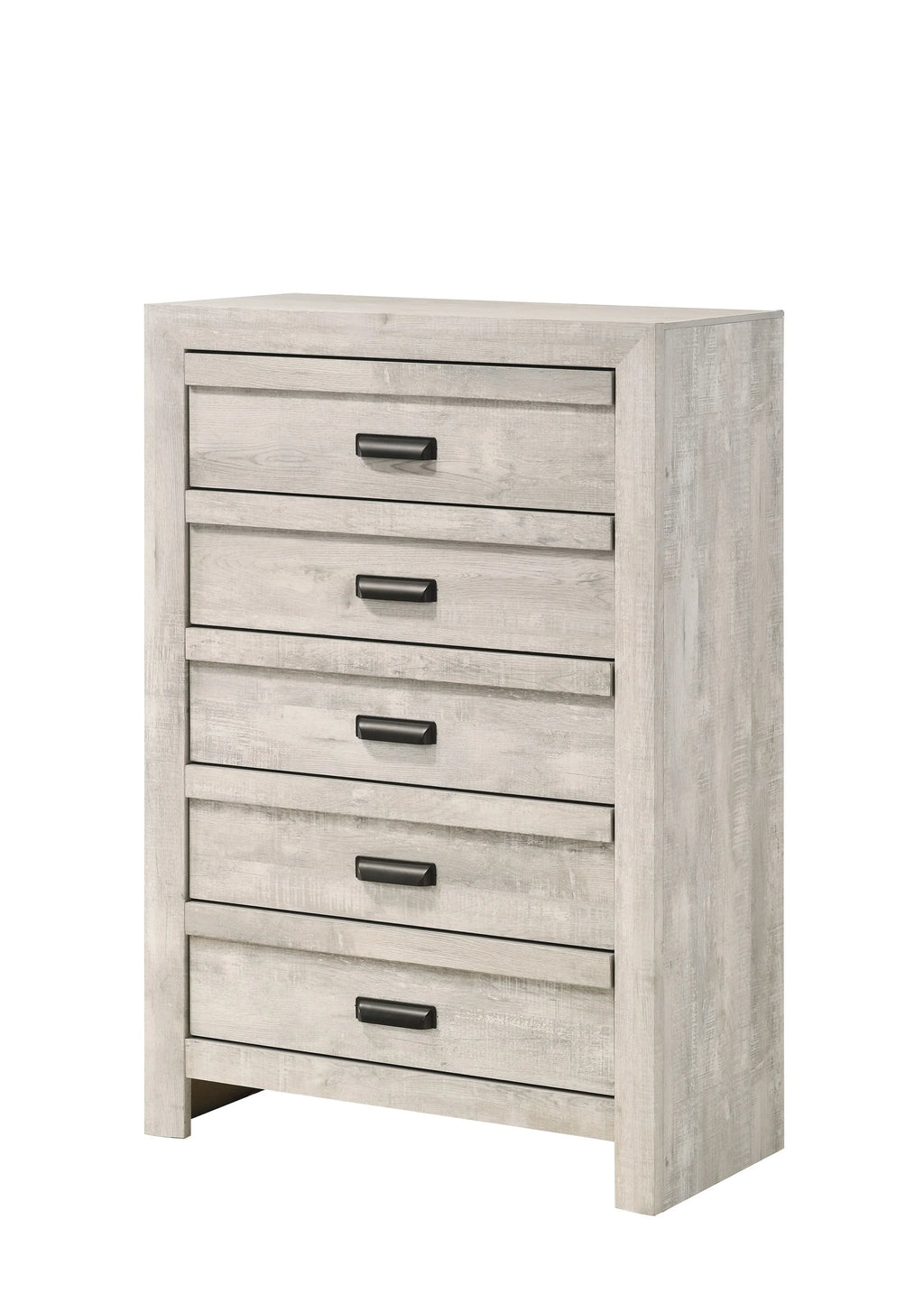 Rustic 5pc Chevron-patterned Gray Finish Bedroom Furniture King Size Bed Set