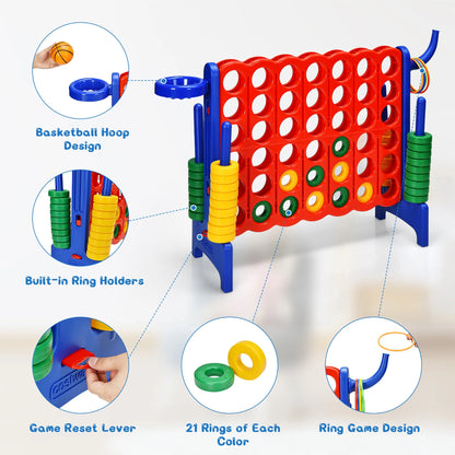 Costway Giant 4 in A Row Jumbo 4-to-Score Game Set W/Storage Carrying Bag for Kids Adult