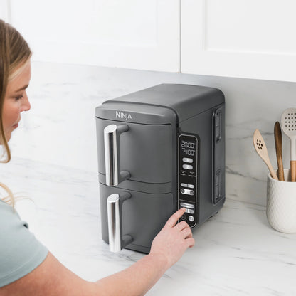 Ninja DoubleStack XL 2-Basket Air Fryer, DoubleStack Technology Cooks 4 Foods at Once, Space Saving Design, 10 QT, 4-in-1, Smart Finish & Match Cook, SL400