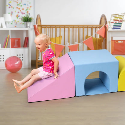 Soft Climbing Indoor Set, Foam Climbing Blocks for Toddlers, Climbing, and Sliding Activity Play Set,4PCS