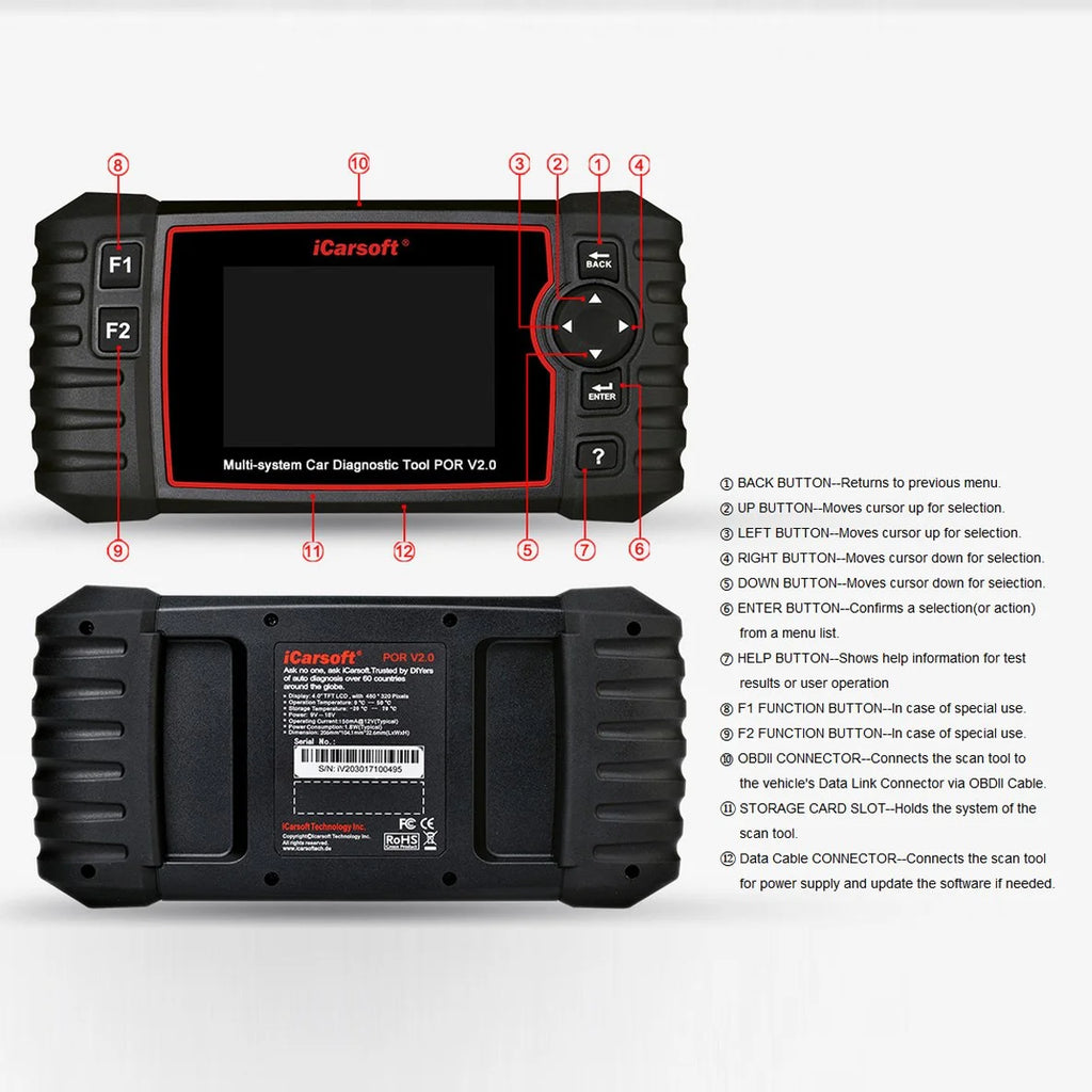 Icarsoft Auto Diagnostic Scanner POR V2.0 for Porsche with ABS Scan, Oil Service Reset ect