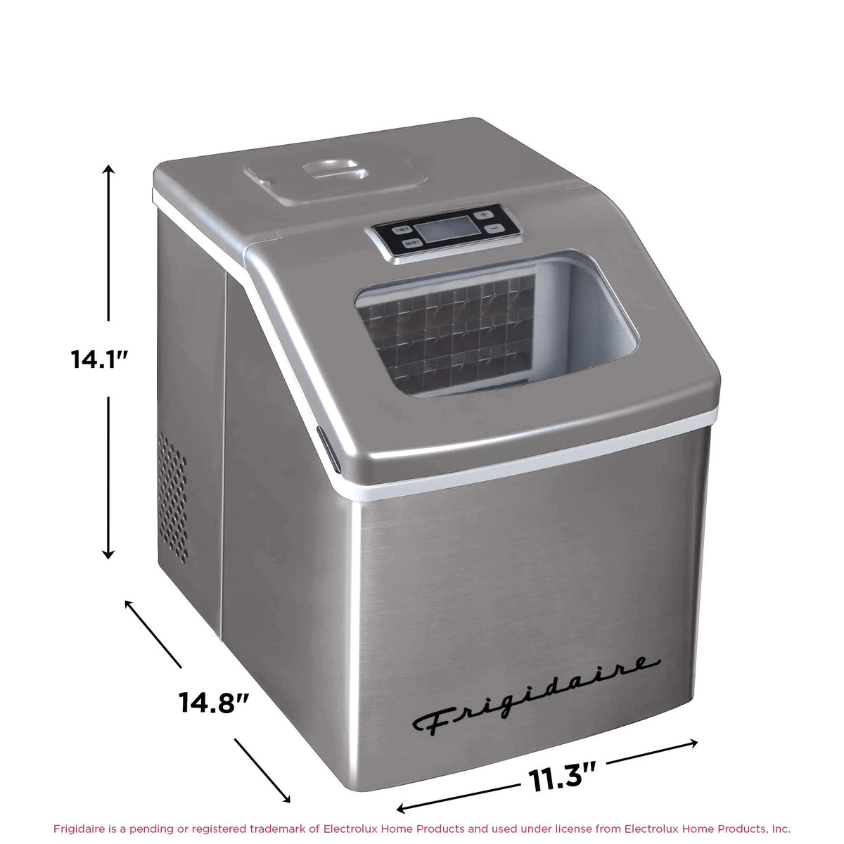 Frigidaire 40lbs. Countertop Clear Square Ice Maker - Stainless Steel