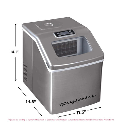 Frigidaire 40lbs. Countertop Clear Square Ice Maker - Stainless Steel