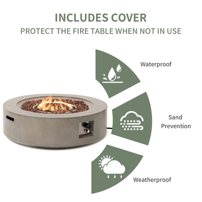 COSIEST Outdoor Round Terrazzo Concrete White firepit Table