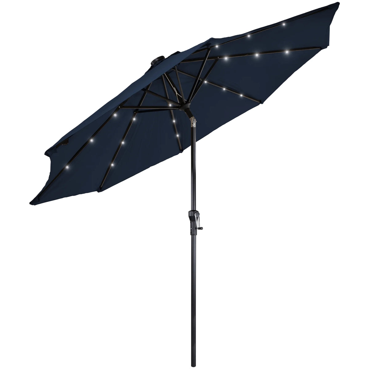 Northlight 9ft Solar Lighted Outdoor Patio Market Umbrella with Hand Crank and Tilt, Pink
