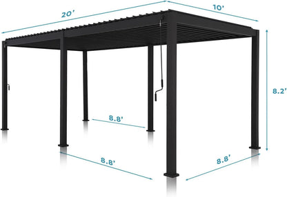 Mirador 10'x 10' 111S Outdoor Aluminum Pergola w/ Adjustable Rainproof Louver for Garden, Patio, Backyard, Takasho/Wood Grain