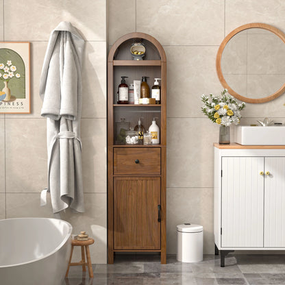 Fiogmub Tall Bathroom Storage Cabinets with Doors and Shelves, Narrow Tall Linen Cabinet with Drawer