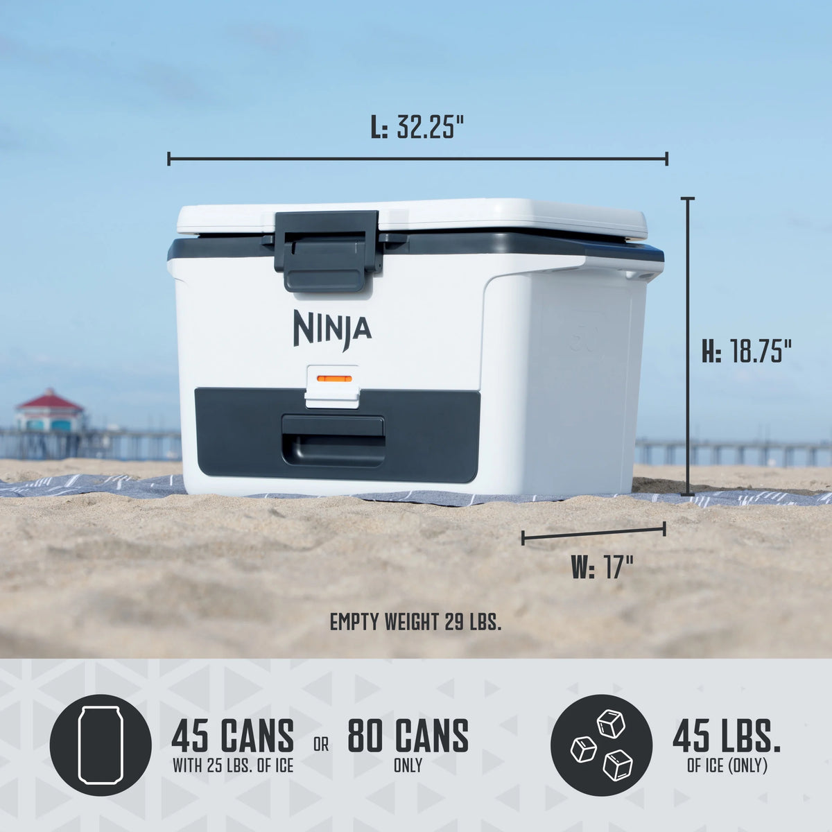 Ninja FrostVault 50qt Hard Cooler with Dry Zone, Gray, FB151GY