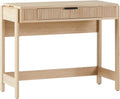 LHHP Transitional Style Furniture, Reeded Detail, Lift-Top Desk with Drawer and Storage Cubby, Sitting to Standing Desk, Soft Self-Close Desktop, 38��W x 16.75��D x 30��H, Coastal Oak