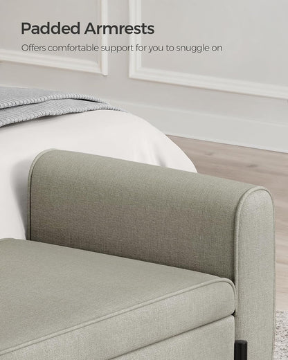 SONGMICS 46.5" Storage Ottoman Bench Storage Bench Bedroom Bench 330lb Load Capacity Solid Wood Legs Light Gray