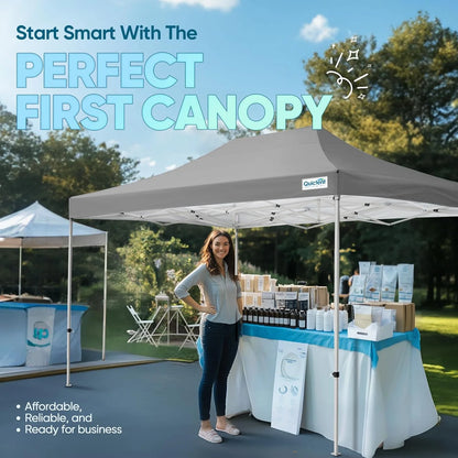 Quictent 10x20ft Easy Pop up Canopy Tent Instant Outdoor Canopy Shelter Folding Party Tent, White