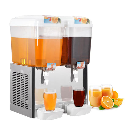 TROPOW Commercial Beverage Dispenser, 2 Tanks ,Juice Dispenser, 380W Stainless Steel Food Grade Lemonade Dispenser With Thermostat Controller, Drink Dispensers for Parties Restaurant