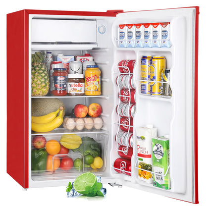 Upstreman 3.2 Cu.Ft. Mini Fridge with Freezer Single Door Small Refrigerator Adjustable Thermostat Compact Fridge with Reversible Door, Low Noise, BR321 Black