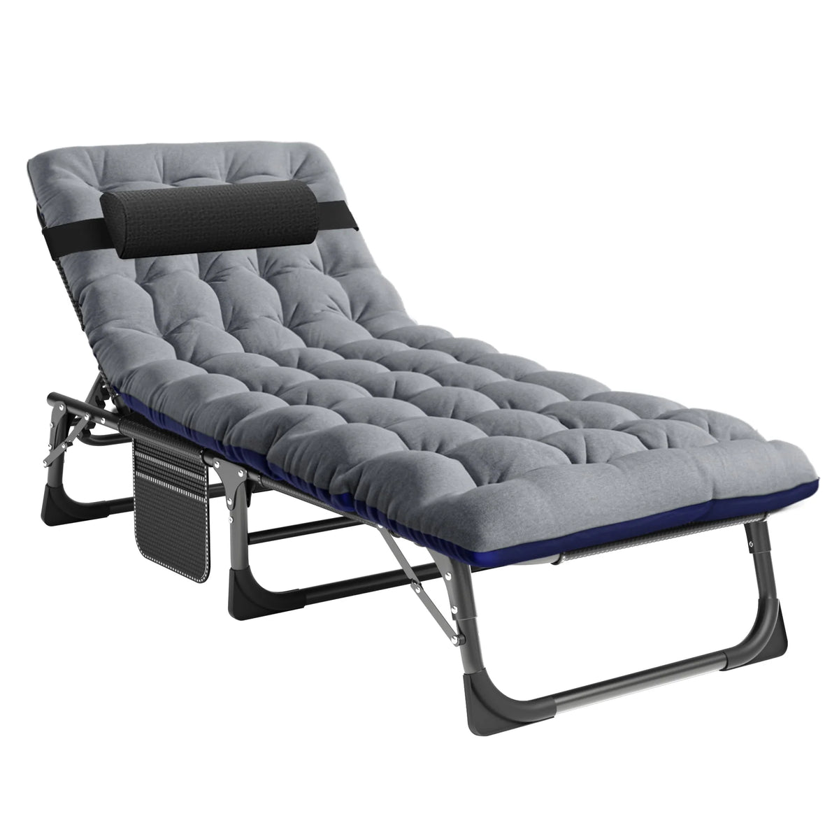 Slsy Folding Lounge Chair, 5-Position Adjustable Outdoor Reclining Chair, Folding Sleeping Bed Cot, Folding Chaise Lounge Chair for Pool Beach Patio Sunbathing