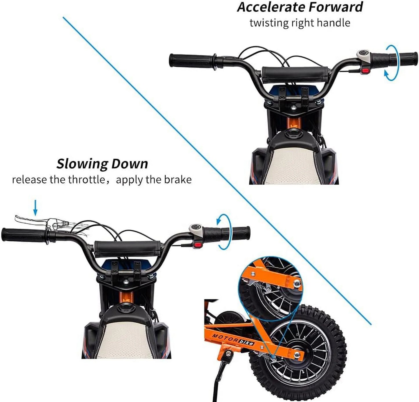 Nasitip Electric 350W Dirt Bike for Kids 8-16 year - Black