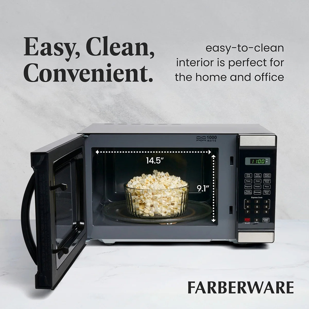Farberware Countertop Microwave Oven with LED Lighting & Child Lock, 0.7 Cu Ft Black