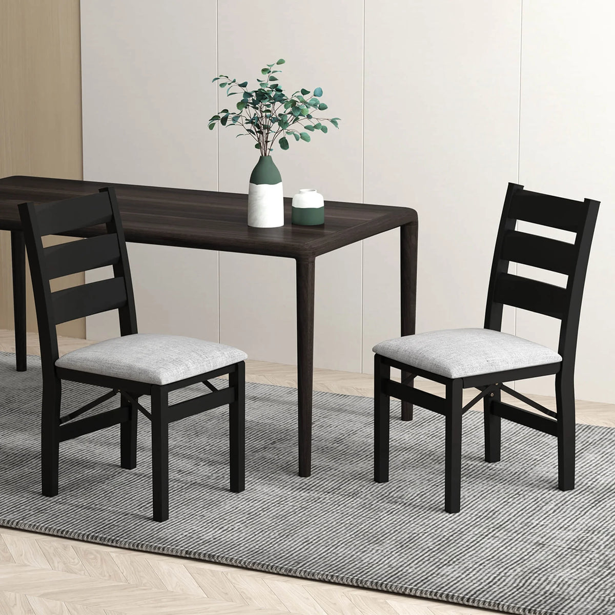 Costway Folding Chairs Set of 2 Modern Upholstered Chairs with Comfy Backrest & Padded Seat
