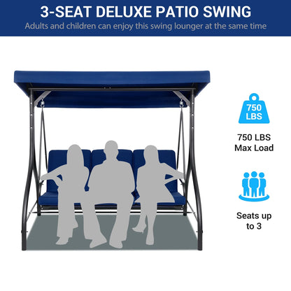 Arlopu 3 Person Porch Swing Outdoor Converting Canopy Swing Glider with Canopy