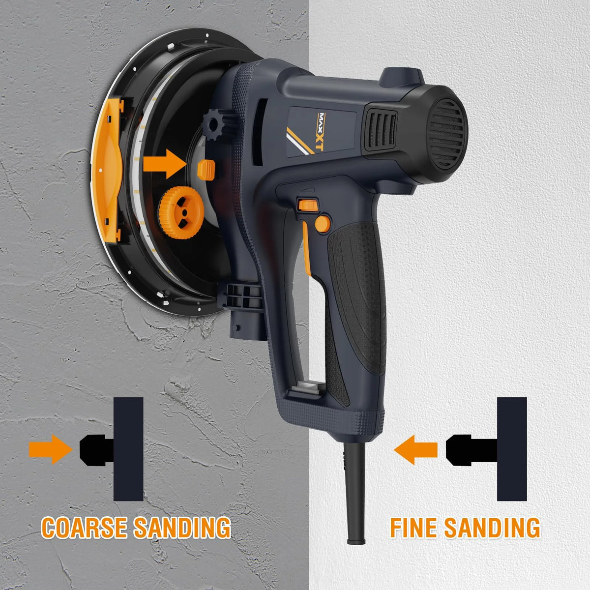 POVANLI 780W Electric Drywall Sander with Vacuum Dust Collection, 6.5A Motor Dustless Floor Sander with Variable Speed 900-1800RPM, LED Light, Extendable & Foldable Handle Yellow+Black