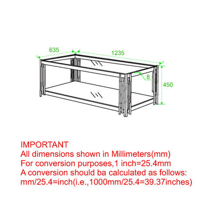 Estrel Glass Top Contemporary Metal Coffee Table with Lower Shelf in Gold
