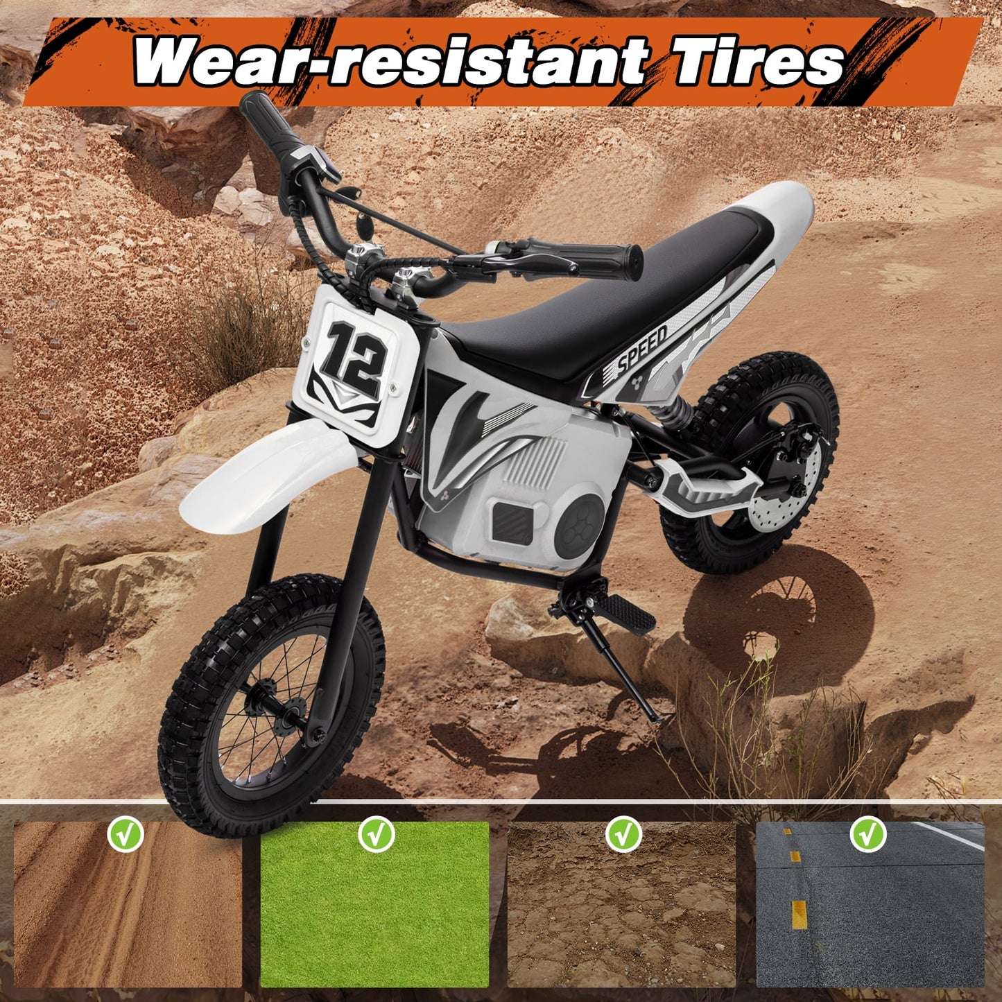 Kerry Yoo C11 36V Electric Dirt Bike for Kids 8-14, 350W Ride on Motorcycle, Electric Motorbike Teens,16 mph, High/Low Speeds-Red