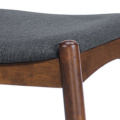 GDF Studio Virgil Mid Century Modern Fabric Upholstered Dining Chairs, Set of 2, Charcoal and Walnut