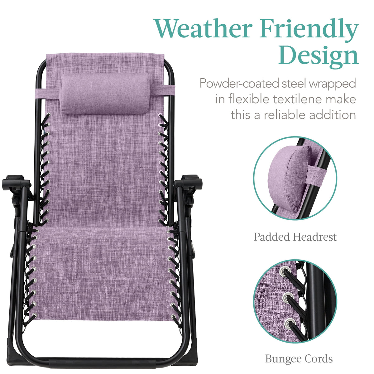 Best Choice Products Oversized Zero Gravity Chair, Folding Recliner w/ Removable Cushion, Side Tray - Fossil Gray