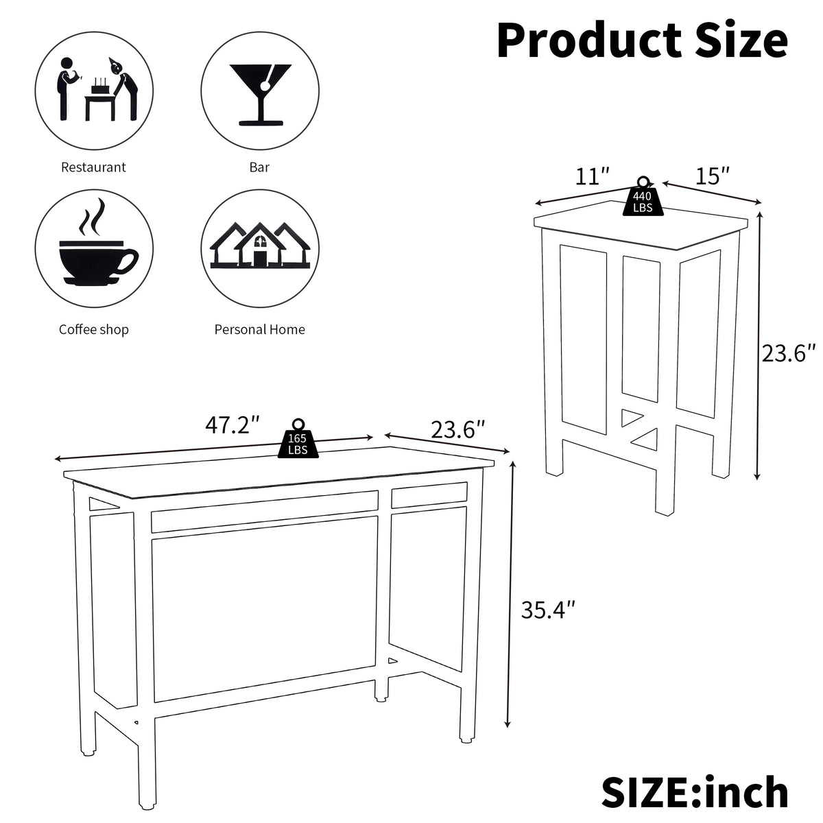 Counter Height Table Set of 5, Breakfast Bar Table and Stool Set, Minimalist Dining Table with Backless Stools, Wood Top Pub Table & Chair Set for Kitchen Apartment Bistro - Space Saving