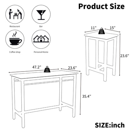 Counter Height Table Set of 5, Breakfast Bar Table and Stool Set, Minimalist Dining Table with Backless Stools, Wood Top Pub Table & Chair Set for Kitchen Apartment Bistro - Space Saving