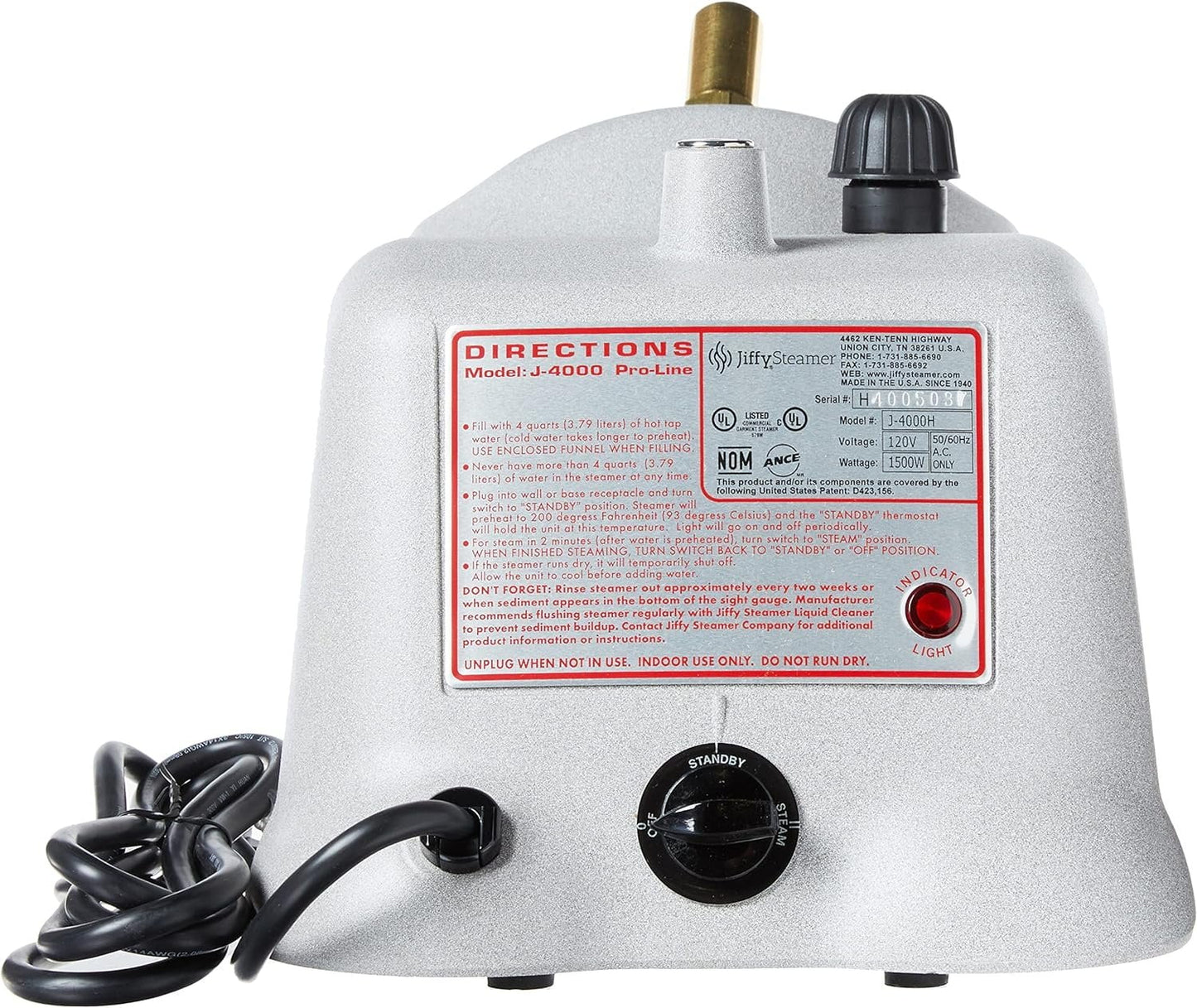 Jiffy Steamer J-4000H Pro-Line Hat Steamer