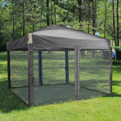 Aoodor 12'x12' Pop Up Canopy with Removable Mesh Sidewalls, Outdoor Portable Instant Shelter Tent-Black