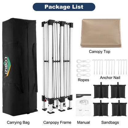 SANOPY 10'x10' EZ Pop Up Canopy Tent Outdoor Party Instant Shelter Portable Folding Beach Canopy with 4 Sandbag & Carrying Bag, Black