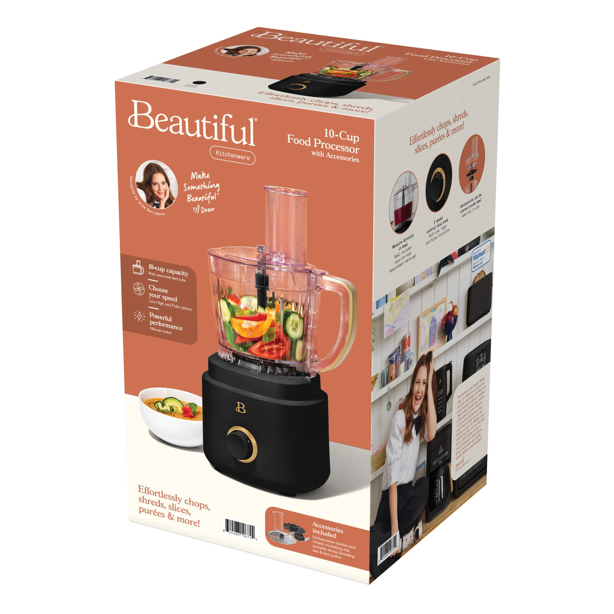 Beautiful 10-Cup Food Processor with Accessories, White Icing by Drew Barrymore