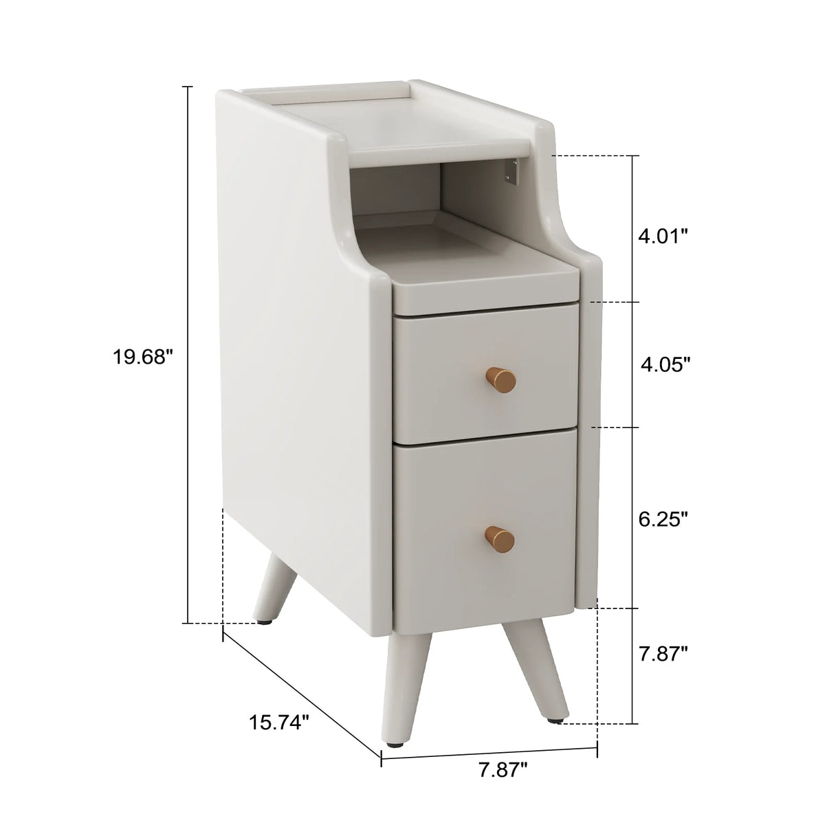 Small Nightstand,Solid Wood Nightstand with Drawers, Walnut Bedside Table for Bedroom