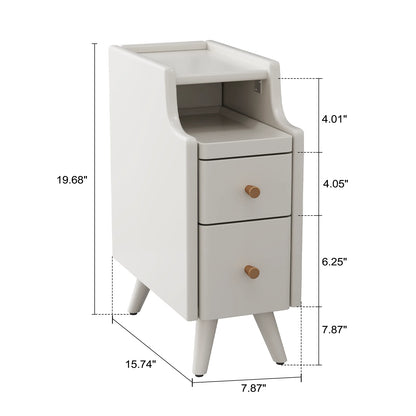 Small Nightstand,Solid Wood Nightstand with Drawers, Walnut Bedside Table for Bedroom
