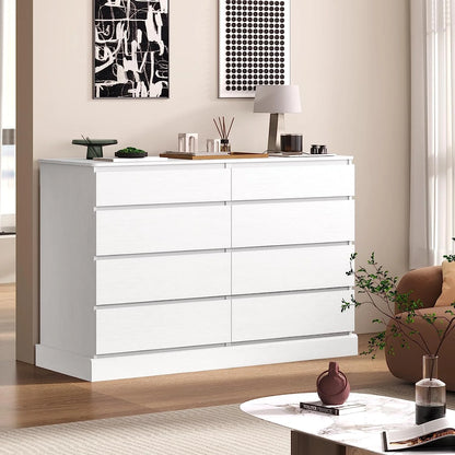 8 Drawers Double Dresser Wooden Black Chest of Drawers for Bedroom, Large Storage Cabinet for Home Living Room