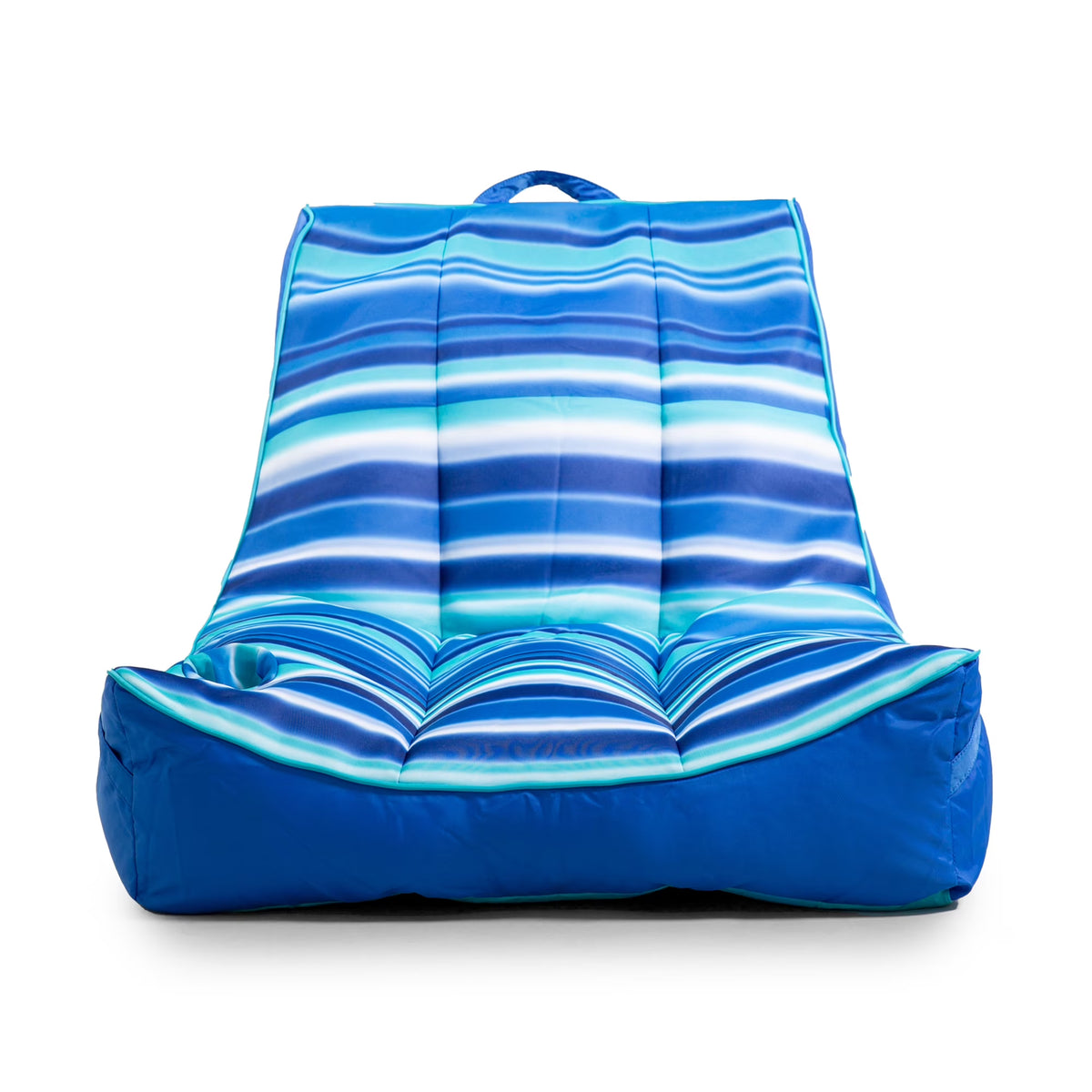 Big Joe Captain's Float No Inflation Needed Pool Lounger with Drink Holder, Blurred Blue Double Sided Mesh, Quick Draining Fabric, 3 feet