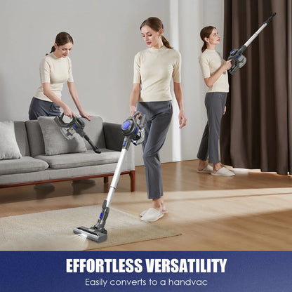 MOOSOO Stick Vacuum Cleaner, 4-in-1 Handheld Cordless Vacuum with Powerful Suction for Home Hard Floor Carpet Car Pet Hair, XL-618A