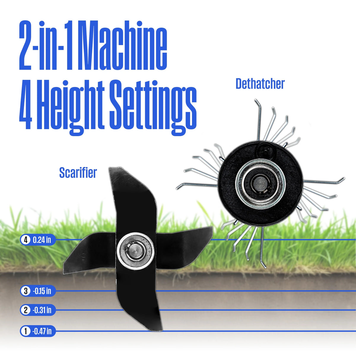 Westinghouse W13ADAC 13-Inch 12 Amp 2-in-1 Corded Electric Dethatcher and Aerator with 8 Gallon Thatch Collection Bag, 4-Position Depth Adjustment, Foldable Handle