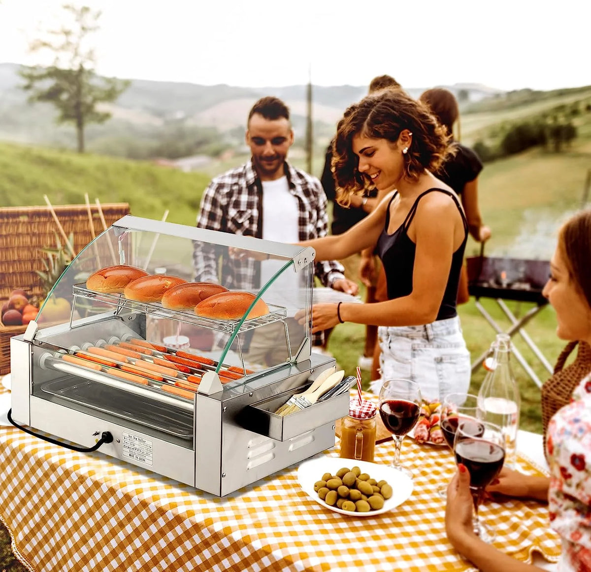 ROVSUN 1050 W 18 Hot Dog Capacity Commercial Hot Dog Roller Grill
