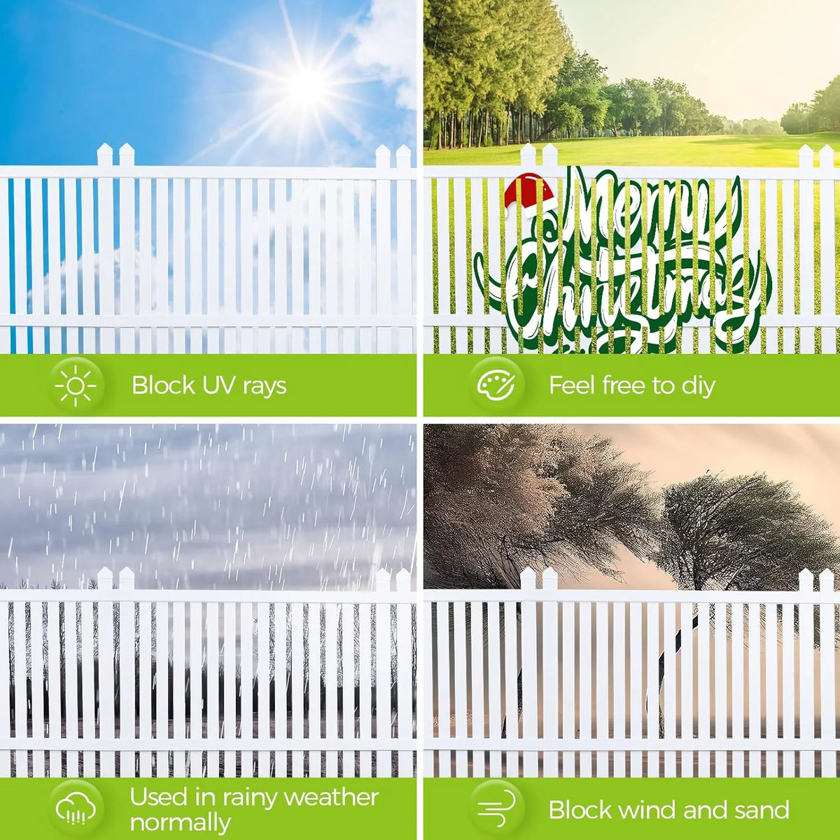 36"W X 45"H Outdoor Privacy Screen, Vinyl Air Conditioner Fence with Metal Stake, No Dig Trash Can Enclosure for Outside- 2 PVC Panels, White, Vertical