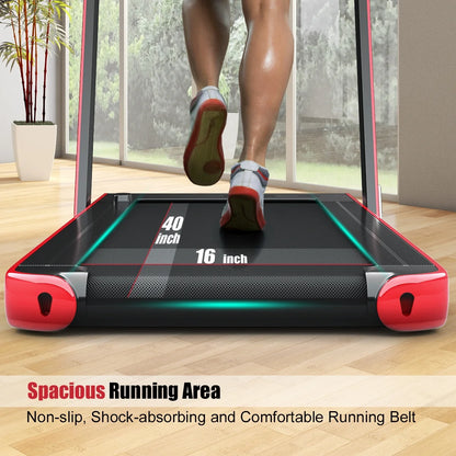 Gymax 2 in 1 Folding Treadmill 2.25HP Running Machine w/ Dual Display APP Control Black