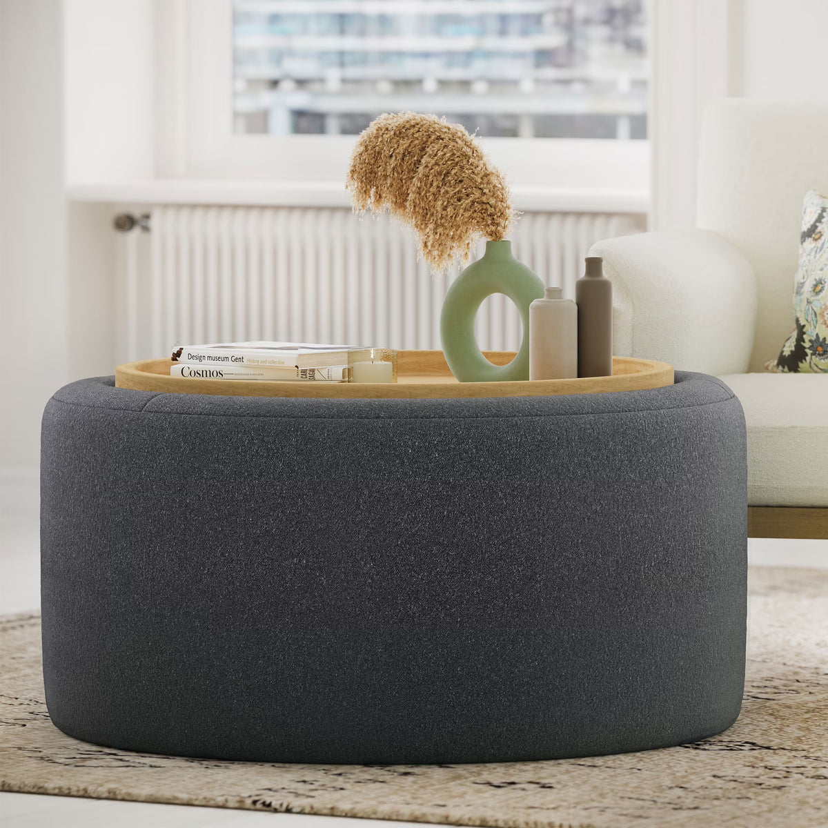 Beautiful Drew Stowaway Coffee Table with Storage by Drew Barrymore, Cream