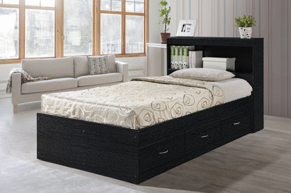 Hodedah Twin-Size Captain Bed with 3-Drawers and Headboard in White